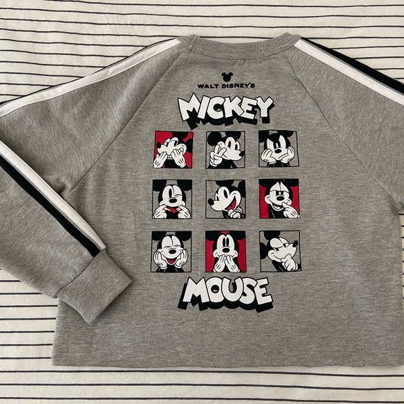 Disney Cropped Mickey Mouse Sweatshirt with Sleeve Stripes - Picture 5 of 10